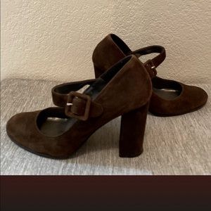 Gorgeous suede buckle heels